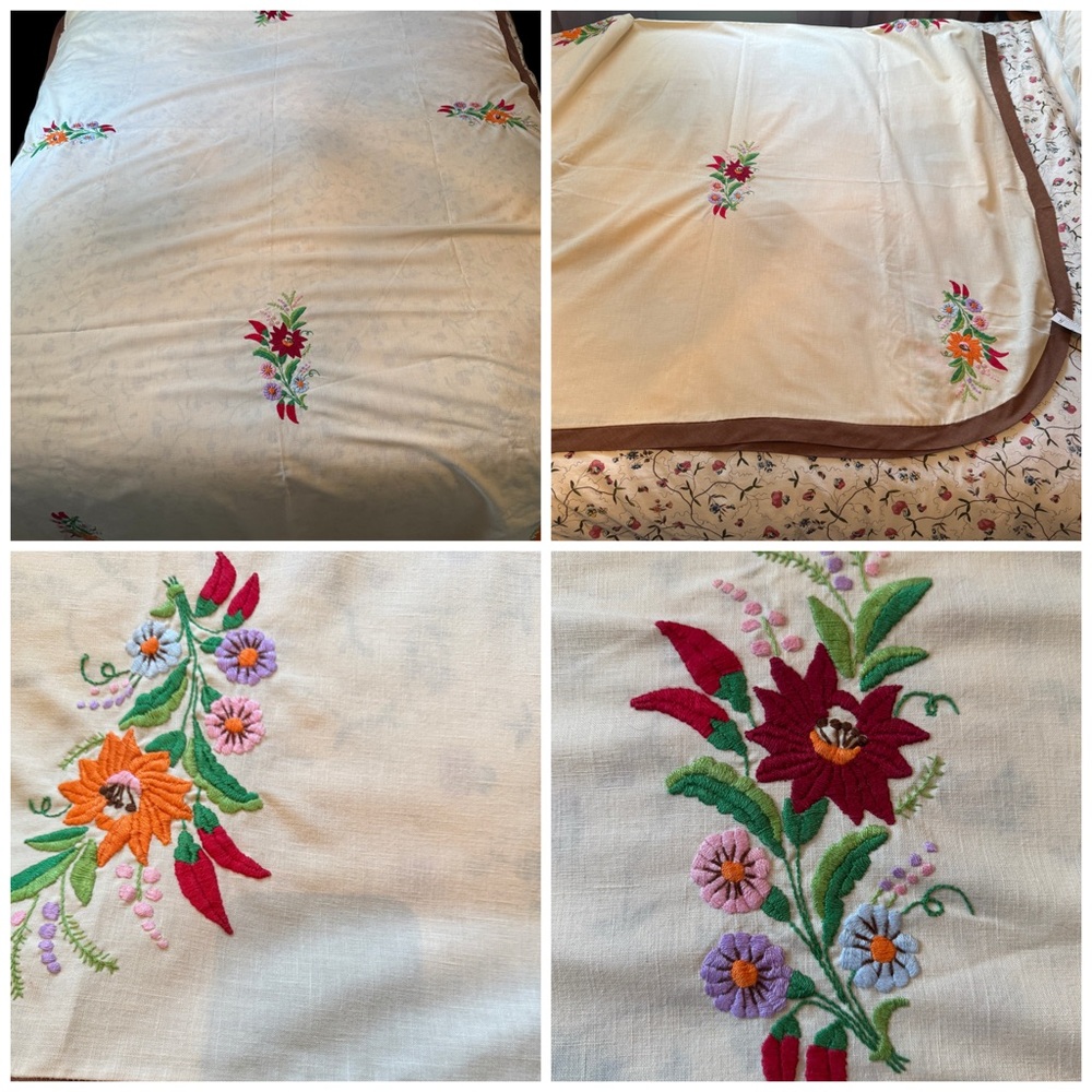 Floral Embroidered Cream Bedding Set